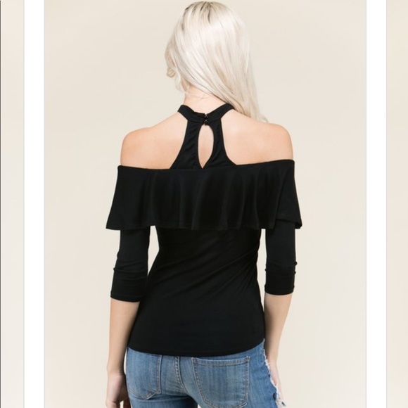 LAST 2!!!! Off The Shoulders Black Sleeve Blouse - Picture 2 of 3